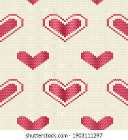 Knitted seamless pattern.Valentine's Day background