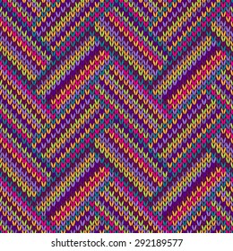 Knitted Seamless Red Blue Pink Yellow Violet Orange Green Ornamental Striped Pattern