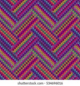 Knitted Seamless Red Blue Pink Yellow Violet Orange Green Ornamental Striped Pattern