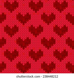 knitted seamless red heart background