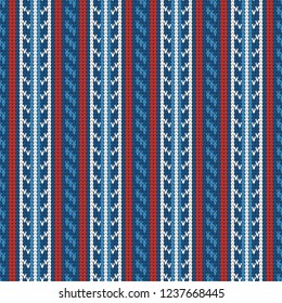 knitted seamless vector pattern with color vertical stripes