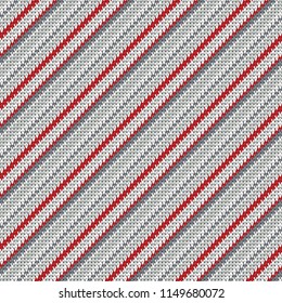 knitted seamless vector pattern with diagonal stripes