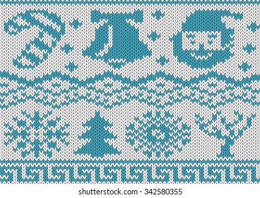 Knitted seamless yarn swatch with stylized nordic ornament. Vector illustration