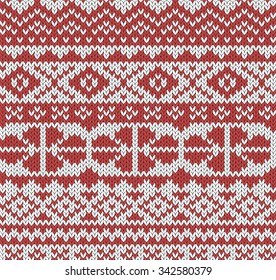 Knitted seamless yarn swatch with stylized nordic ornament. Vector illustration