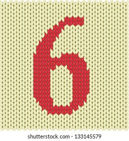 Knitted silhouette figure of number six