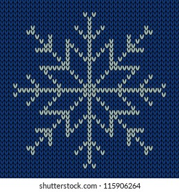 Knitted Snowflake. Seamless Background.