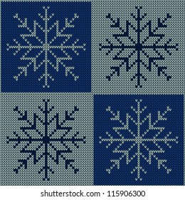 Knitted snowflake. Seamless background.