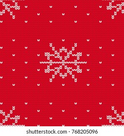 Knitted snowflake seamless pattern vector. Holiday background