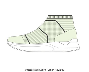 Knitted sock trainer mockup template vector illustration.
