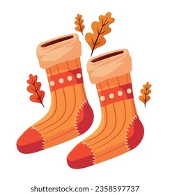 calcetines de punto icono de hoja de otoño aislados