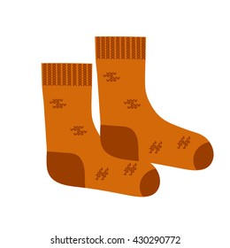 Knitted socks. Isolated on white background. Vector illustration.