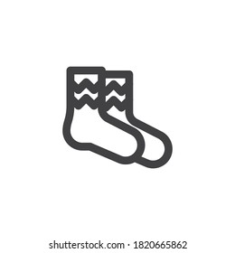 Knitted socks line icon. linear style sign for mobile concept and web design. Winter socks outline vector icon. Symbol, logo illustration. Vector graphics