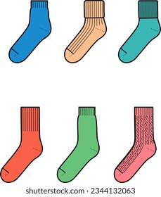 Gespritzte Socken-Set. Fashion CAD. Vektorgrafik.