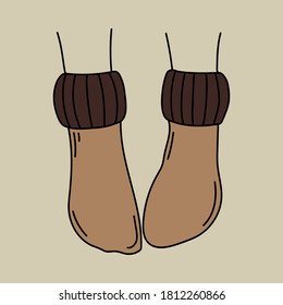 Knitted socks.Colored vector illustration in doodle style.