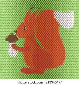 knitted squirrel vector illustration for use in design for card, album, scrapbook, book cover etc