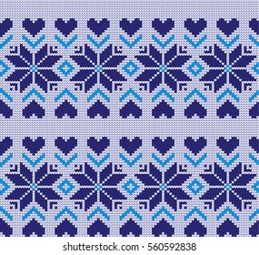 Knitted stars pattern and  hearts