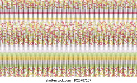 Knitted Stitch Seamless Pattern with Empty Space for Text. Vector Knitted Stitch for Your Design. Winter Sweater Holiday Design. Vector
