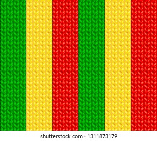 Knitted Striped Seamless Pattern of Rasta Colors. Vector Illustration.