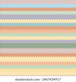 Knitted stripes seamless pattern. Fabric imitation vector background. Flat style knit wallpaper. Cute design for gift wrap, paper, textile