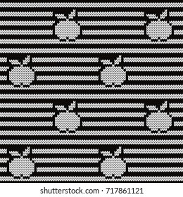 Knitted stripped seamless pattern apples