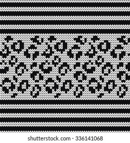 knitted stripped seamless pattern with leopard spots