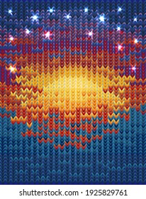 Knitted sunset wallpaper  vector illustration