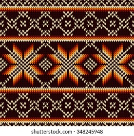Knitted sweater design. Seamless knitting pattern with different red colors