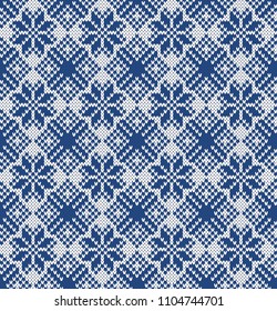 Knitted Sweater Design with Snowflakes. Fairisle Seamless Knitting Pattern