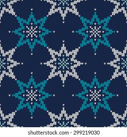 Knitted Sweater Design with Stars. Seamless Pattern