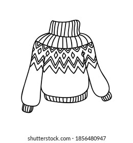  
knitted sweater doodle on the white background