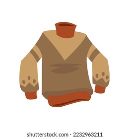 Knitted sweater in hygge style vector illustration. Pullover isolated on white background. Hygge autumn concept
