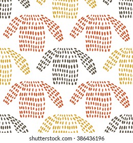  Knitted sweater pattern, cute warm vector background