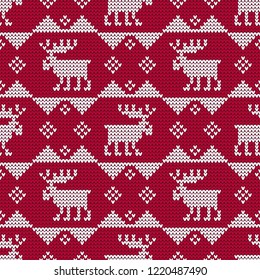A knitted sweater with Reindeer. Seamless vector background. Christmas pattern. Can be used for wallpaper, textile, invitation card, wrapping, web page background.