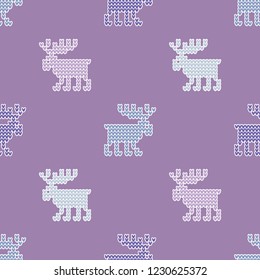 A knitted sweater with Reindeer. Seamless vector background. A warm sweater. Christmas pattern. Can be used for wallpaper, textile, invitation card, wrapping, web page background.