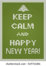 Knitted sweater with text keep calm and happy new year