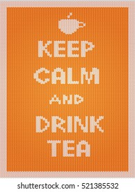 Knitted sweater with text keep calm and drink tea