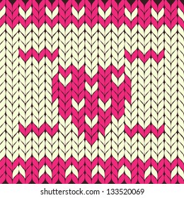 Knitted textile decorative valentine heart