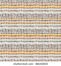 Knitted texture in the brown color scheme, vector seamless pattern