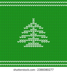Textura de punto con un patrón de árbol de Navidad. Ilustración vectorial para el diseño de prendas de vestir, sudaderas. Patrón Jacquard
