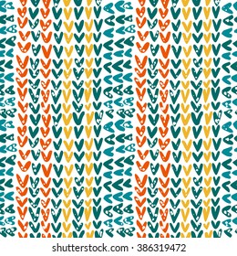 Knitted texture in contrasting color scheme, vector seamless pattern