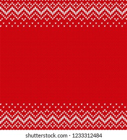 Knitted texture. Knitted geometric ornament background with empty place for text. Seamless pattern.