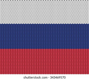 Knitted texture of the Russian flag. Vector