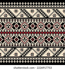 Knitted texture of a sample jacquard of woven fabric. Knitted pattern, perfect for fabric and decoration isolated on black background