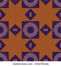 Knitted texture seamless pattern. Vector illustration  Colors: Tahiti Gold, Scarlet Gum, Bouquet