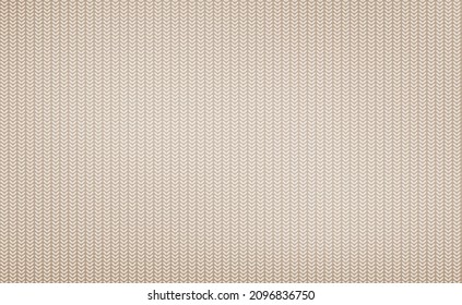 Knitted texture vector background. Realistic beige light color knitting pattern 