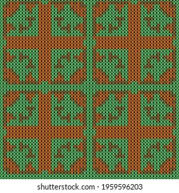 Knitted texture vector seamless pattern  Colors: Tenne (Tawny), Corn Harvest, Malachite