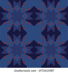 Knitted texture vector seamless pattern  Colors: Cinnabar, Navy Blue, Tory Blue, Midnight Blue