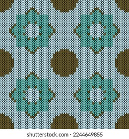 Сhristmas Knitted texture vector seamless pattern  Colors: Himalaya, Bright Turquoise, Pale Turquoise