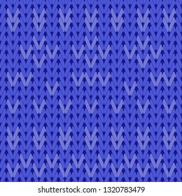 Knitted texture for winter style, seamless pattern, blue thread.