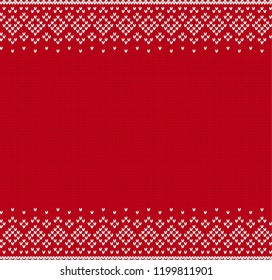 Knitted textured background with empty place for text.. Knit geometric ornament knitted pattern